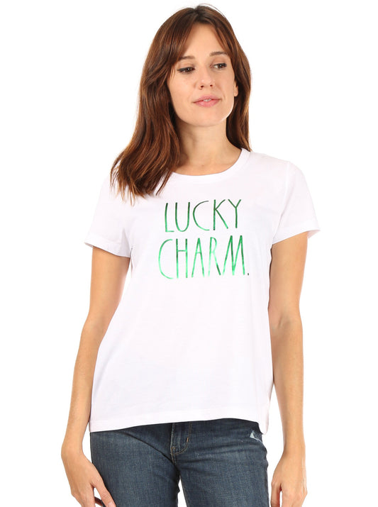 Women's "LUCKY CHARM" Short Sleeve Icon T-Shirt - Rae Dunn Wear - W T-Shirt