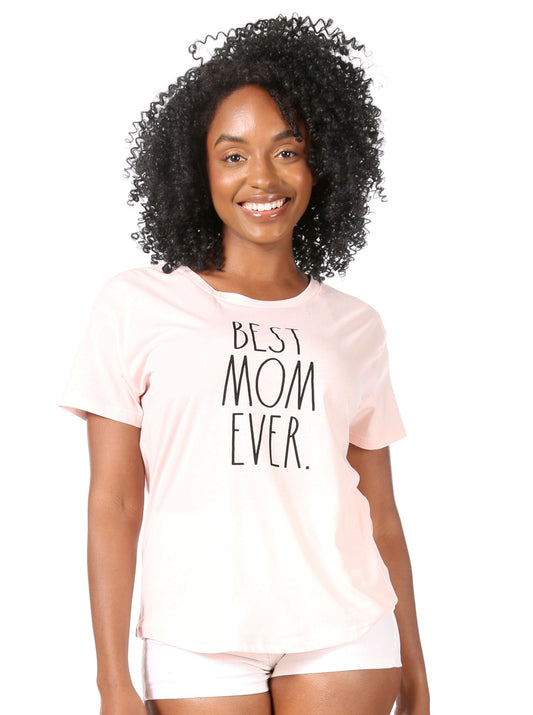 Women's "BEST MOM EVER" Short Sleeve Shirttail Hem T-Shirt - Rae Dunn Wear - W T-Shirt