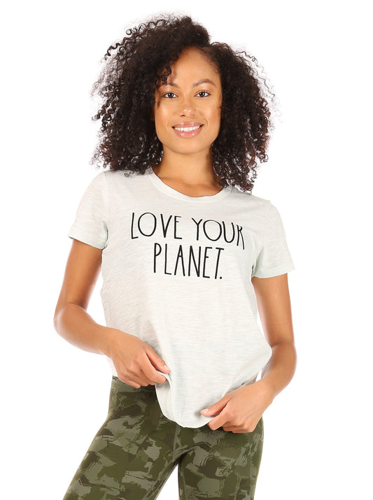 Women's "LOVE YOUR PLANET" Short Sleeve Classic Slub T-Shirt - Rae Dunn Wear - W T-Shirt