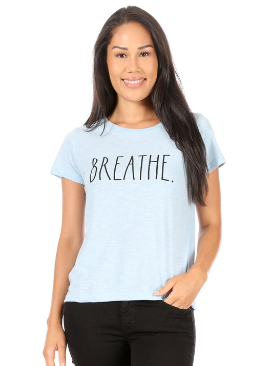 Women's "BREATHE" Short Sleeve Classic Slub T-Shirt - Rae Dunn Wear - W T-Shirt