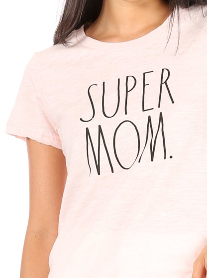 Women's "SUPER MOM" Short Sleeve Classic Slub T-Shirt - Rae Dunn Wear - W T-Shirt