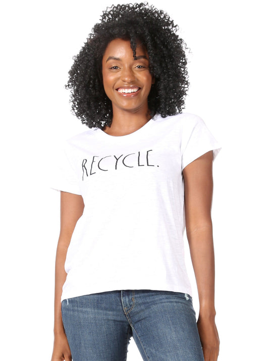 Women's "RECYCLE" Short Sleeve Classic Slub T-Shirt - Rae Dunn Wear - W T-Shirt
