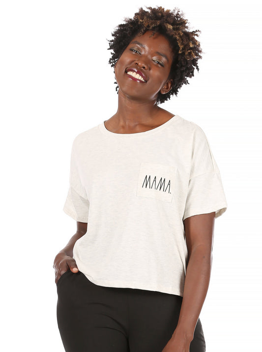 Women's "MAMA" Short Sleeve Boxy T-Shirt with Pocket - Rae Dunn Wear - W T-Shirt
