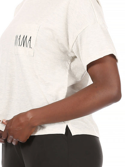 Women's "MAMA" Short Sleeve Boxy T-Shirt with Pocket - Rae Dunn Wear - W T-Shirt