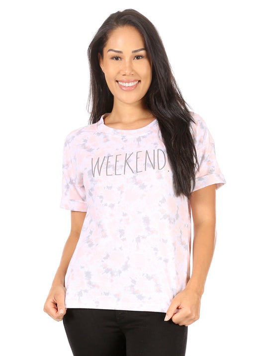 Women's "WEEKEND" Oversized Drop Sleeve T-Shirt - Rae Dunn Wear - W T-Shirt