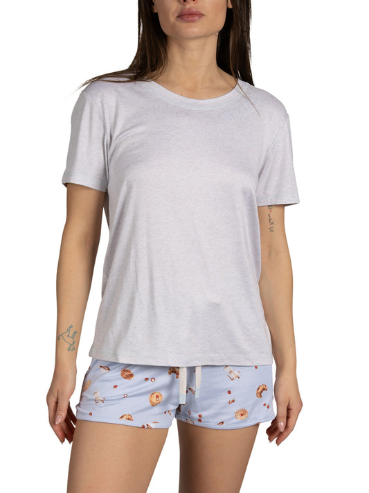 Women's "BRUNCH PLEASE" Short Sleeve Shirt and Dolphin Shorts Soft Pajama Set