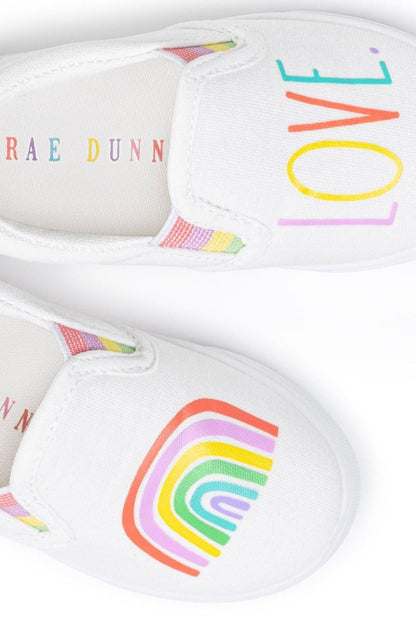 Girl's Rainbow "LOVE" Slip On Sneakers - Rae Dunn Wear - G Footwear