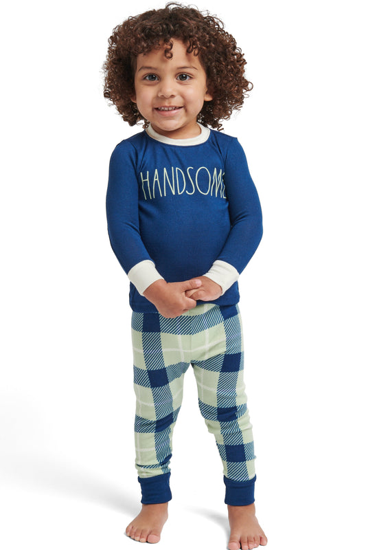 Boys' "HANDSOME" Long Sleeve Top and Jogger Pajama Set - Rae Dunn Wear