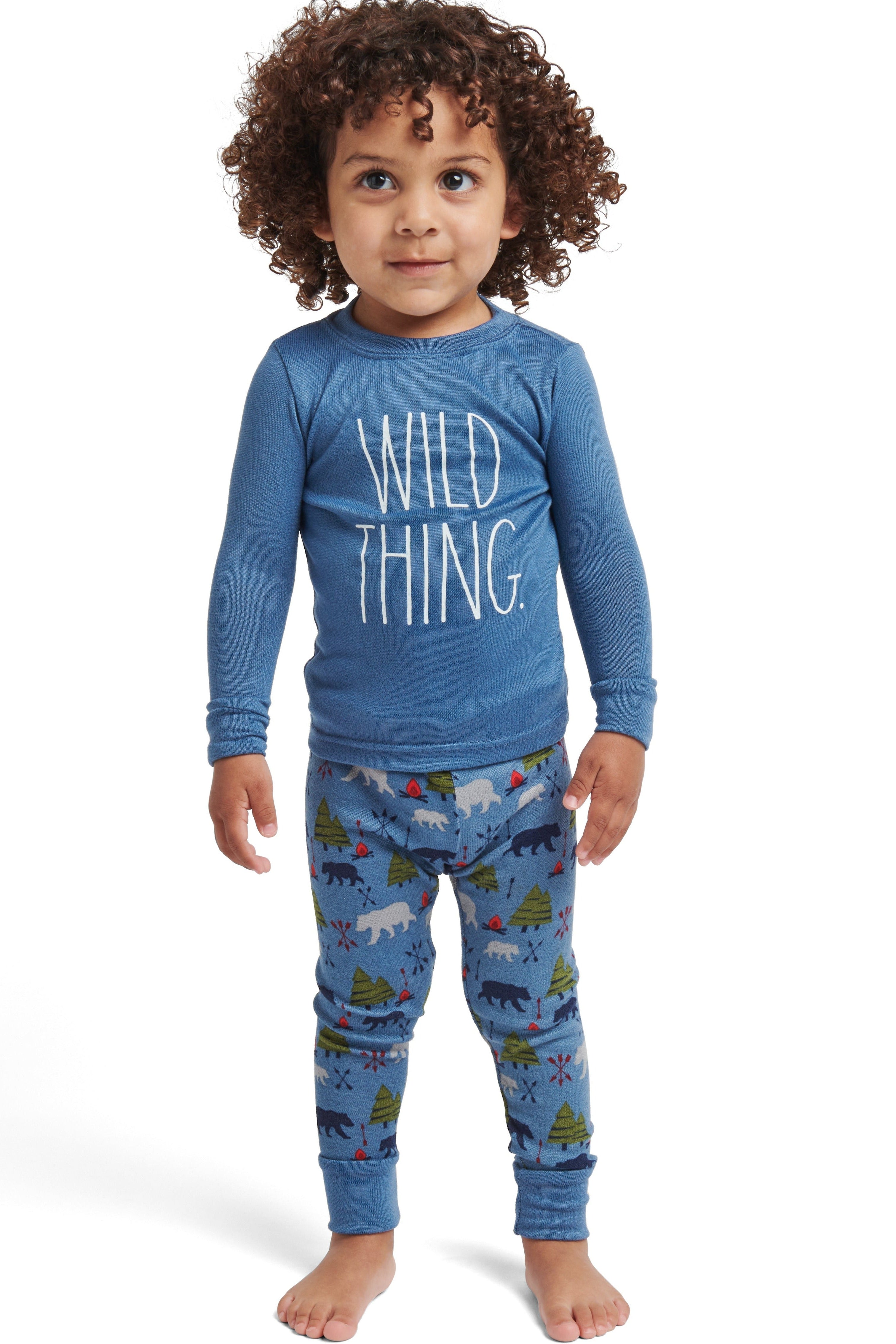 Boys' "WILD THING" Long Sleeve Top and Joggers Pajama Set - Rae Dunn Wear