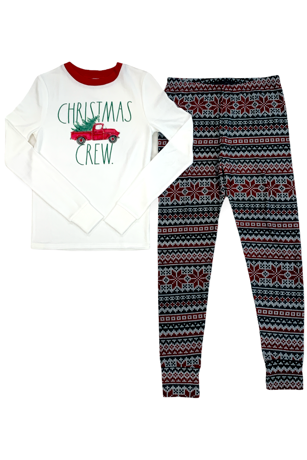 Unisex Kids' "CHRISTMAS CREW" Long Sleeve Top and Jogger Pajama Set - Rae Dunn Wear