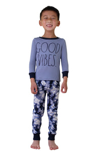 Boys' "GOOD VIBES" Long Sleeve Top and Jogger Pajama Set - Rae Dunn Wear