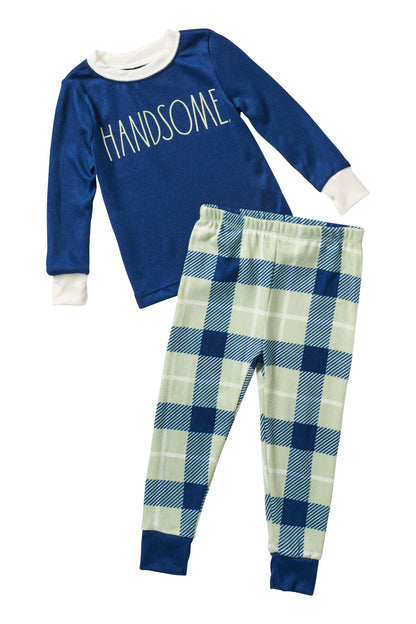 Boys' "HANDSOME" Long Sleeve Top and Jogger Pajama Set - Rae Dunn Wear