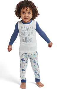 Boys' "MAMA'S SNUGGLE BUNNY" Long Sleeve Top and Elastic Waistband Jogger Pajama Set - Rae Dunn Wear