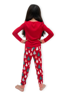 Girls' "HOLLY JOLLY" Long Sleeve Top and Jogger Pajama Set - Rae Dunn Wear