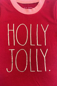 Girls' "HOLLY JOLLY" Long Sleeve Top and Jogger Pajama Set - Rae Dunn Wear