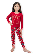Load image into Gallery viewer, Girls&#39; &quot;HOLLY JOLLY&quot; Long Sleeve Top and Jogger Pajama Set - Rae Dunn Wear
