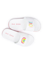 Load image into Gallery viewer, Girl&#39;s &quot;LOVE&quot; Rainbow Pool Slides - Rae Dunn Wear
