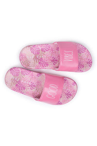 Girl's "GOOD VIBES" Pink Pool Slides - Rae Dunn Wear