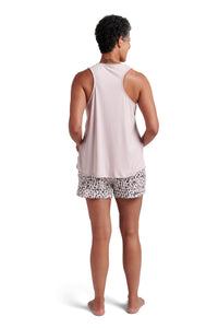 Women's "BLESS THIS MESS" Tank and Drawstring Shorts Pajama Set - Rae Dunn Wear