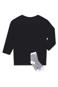 Women's Plus Size "WINE DOWN" Pullover Tunic Sweatshirt with Cozy Socks - Rae Dunn Wear