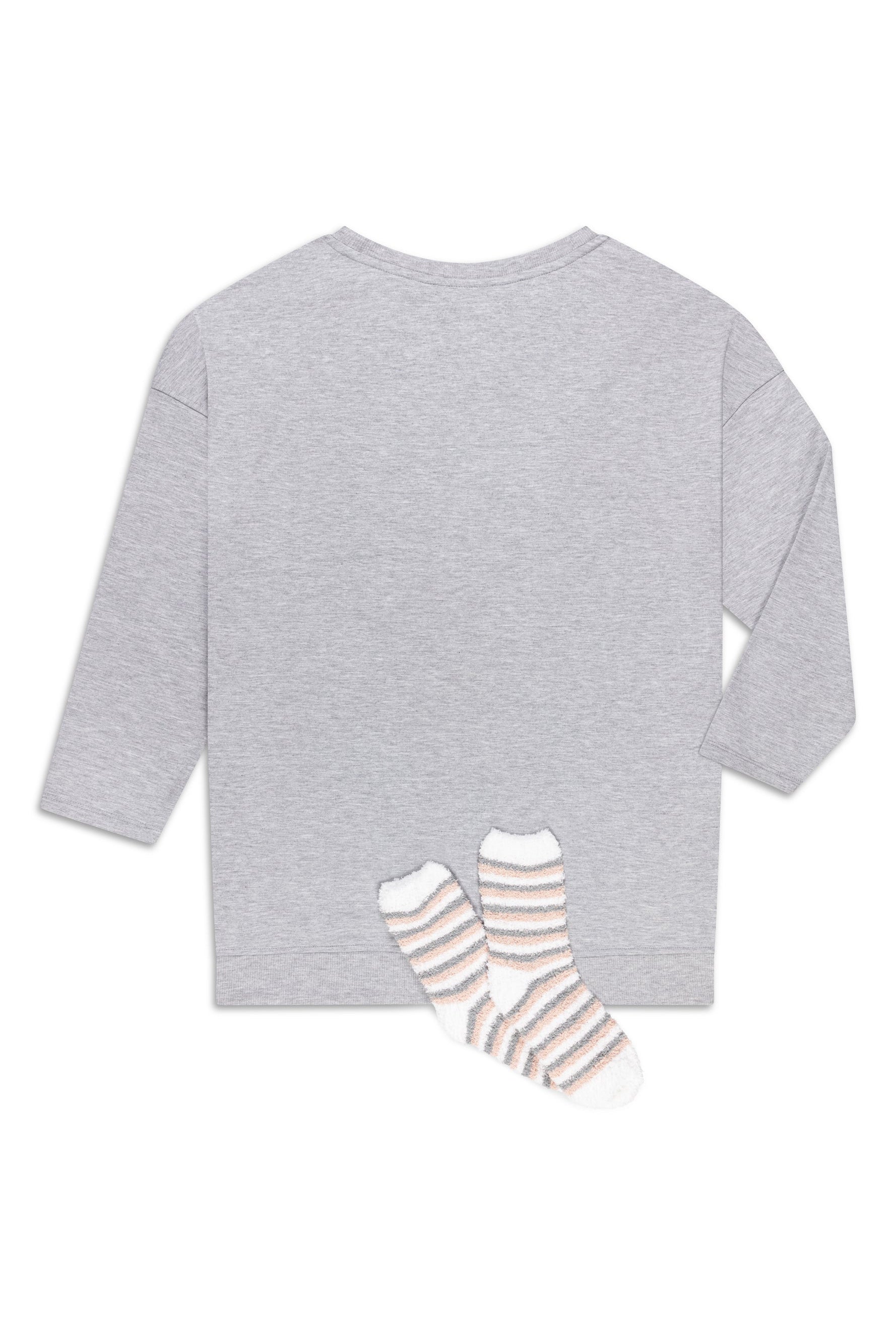Women's Plus Size "MOM LIFE" Pullover Tunic Sweatshirt with Cozy Socks - Rae Dunn Wear