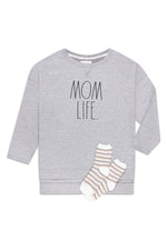 Load image into Gallery viewer, Women&#39;s Plus Size &quot;MOM LIFE&quot; Pullover Tunic Sweatshirt with Cozy Socks - Rae Dunn Wear
