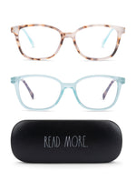 Load image into Gallery viewer, NALA 2-Pack Blue Light Blocking Reading Glasses with &quot;READ MORE&quot; Signature Font Hard Case - Rae Dunn Wear
