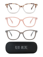 Load image into Gallery viewer, NALA 3-Pack Premium Reading Glasses with &quot;READ MORE&quot; Signature Font Hard Case - Rae Dunn Wear

