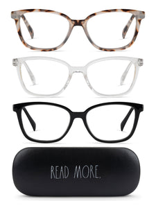 NALA 3-Pack Premium Reading Glasses with "READ MORE" Signature Font Hard casse - Rae Dunn Wear