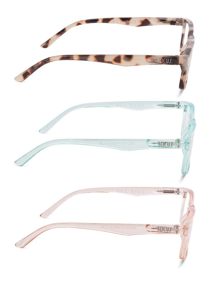 LOU 3-Pack Premium Reading Glasses with "FOCUS" Signature Font - Rae Dunn Wear