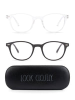 Load image into Gallery viewer, ELIZA 2-Pack Blue Light Blocking Reading Glasses with &quot;LOOK CLOSELY&quot; Signature Font Hard Case - Rae Dunn Wear
