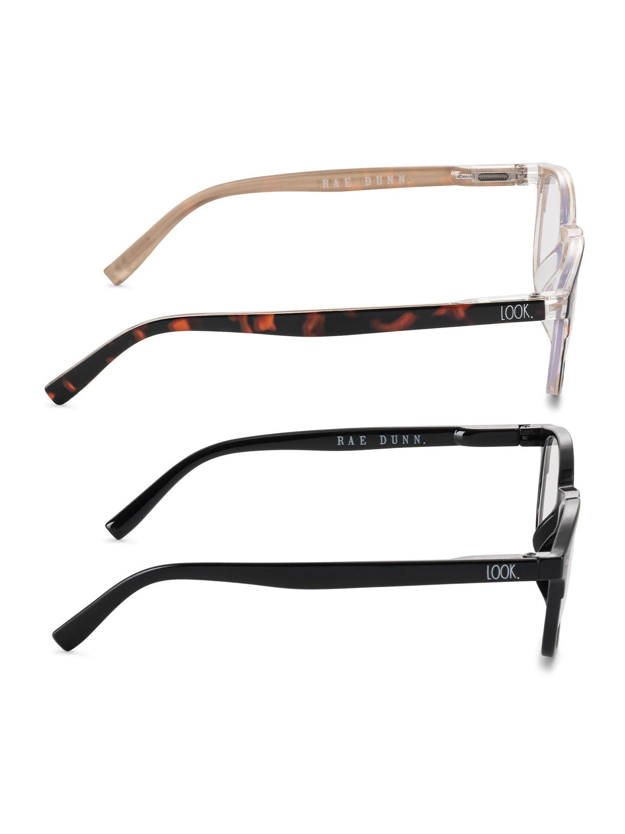 ELIZA 2-Pack Blue Light Blocking Reading Glasses with "LOOK CLOSELY" Signature Font Hard Case - Rae Dunn Wear