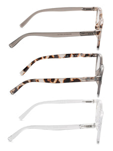 ELIZA 3-Pack Premium Reading Glasses with "LOOK CLOSELY" Signature Font Hard Case - Rae Dunn Wear
