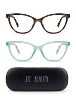 Load image into Gallery viewer, MARIE 2-Pack Blue Light Blocking Reading Glasses with &quot;SEE BEAUTY&quot; Signature Font Hard Case - Rae Dunn Wear
