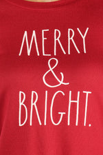 Load image into Gallery viewer, Women&#39;s &quot;MERRY &amp; BRIGHT&quot; Long Sleeve Top and Drawstring Jogger Pajama Set - Rae Dunn Wear
