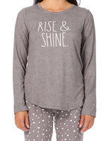Load image into Gallery viewer, Women&#39;s &quot;RISE &amp; SHINE&quot; Long Sleeve Top and Drawstring Joggers Pajama Set - Rae Dunn Wear
