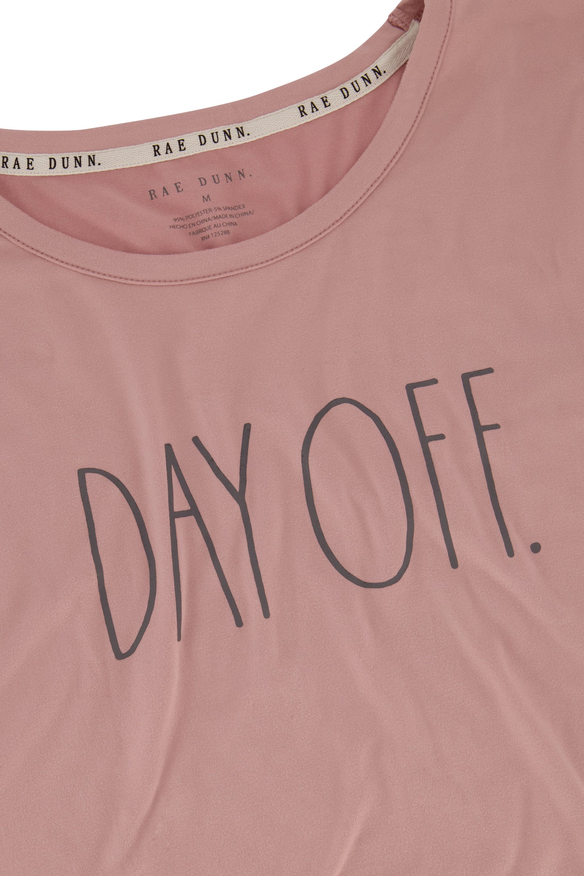 Women's "DAY OFF" Short Sleeve Top and Drawstring Stripe Print Joggers Pajama Set - Rae Dunn Wear