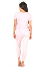 Load image into Gallery viewer, Women&#39;s &quot;#1 MOM&quot; Short Sleeve Pocket Tee and Drawstring Jogger Pajama Set - Rae Dunn Wear

