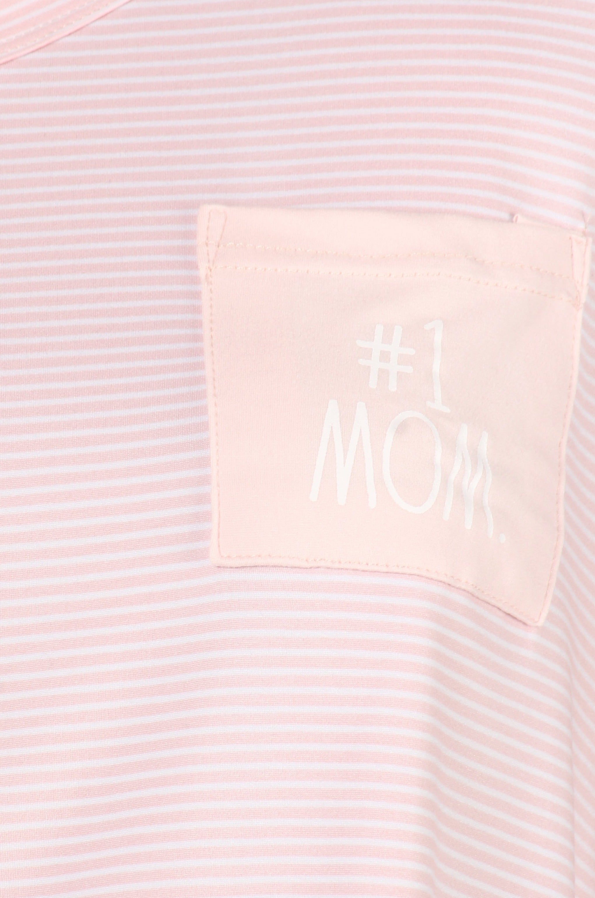 Women's "#1 MOM" Short Sleeve Pocket Tee and Drawstring Jogger Pajama Set - Rae Dunn Wear