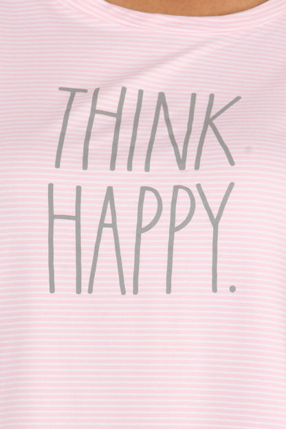 Women's "THINK HAPPY" Long Sleeve Top and Jogger Pajama Set - Rae Dunn Wear