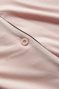 Women's "LOVE" Short Sleeve Notch Collar Button-Up Top and Short Pajama Set - Rae Dunn Wear
