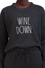 Load image into Gallery viewer, Women&#39;s &quot;WINE DOWN&quot; Pullover Sweatshirt and Drawstring Sweatpants Lounge Set - Rae Dunn Wear
