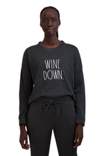 Load image into Gallery viewer, Women&#39;s &quot;WINE DOWN&quot; Pullover Sweatshirt and Drawstring Sweatpants Lounge Set - Rae Dunn Wear
