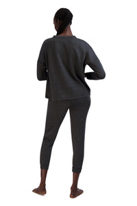 Women's "WINE DOWN" Pullover Sweatshirt and Drawstring Sweatpants Lounge Set - Rae Dunn Wear