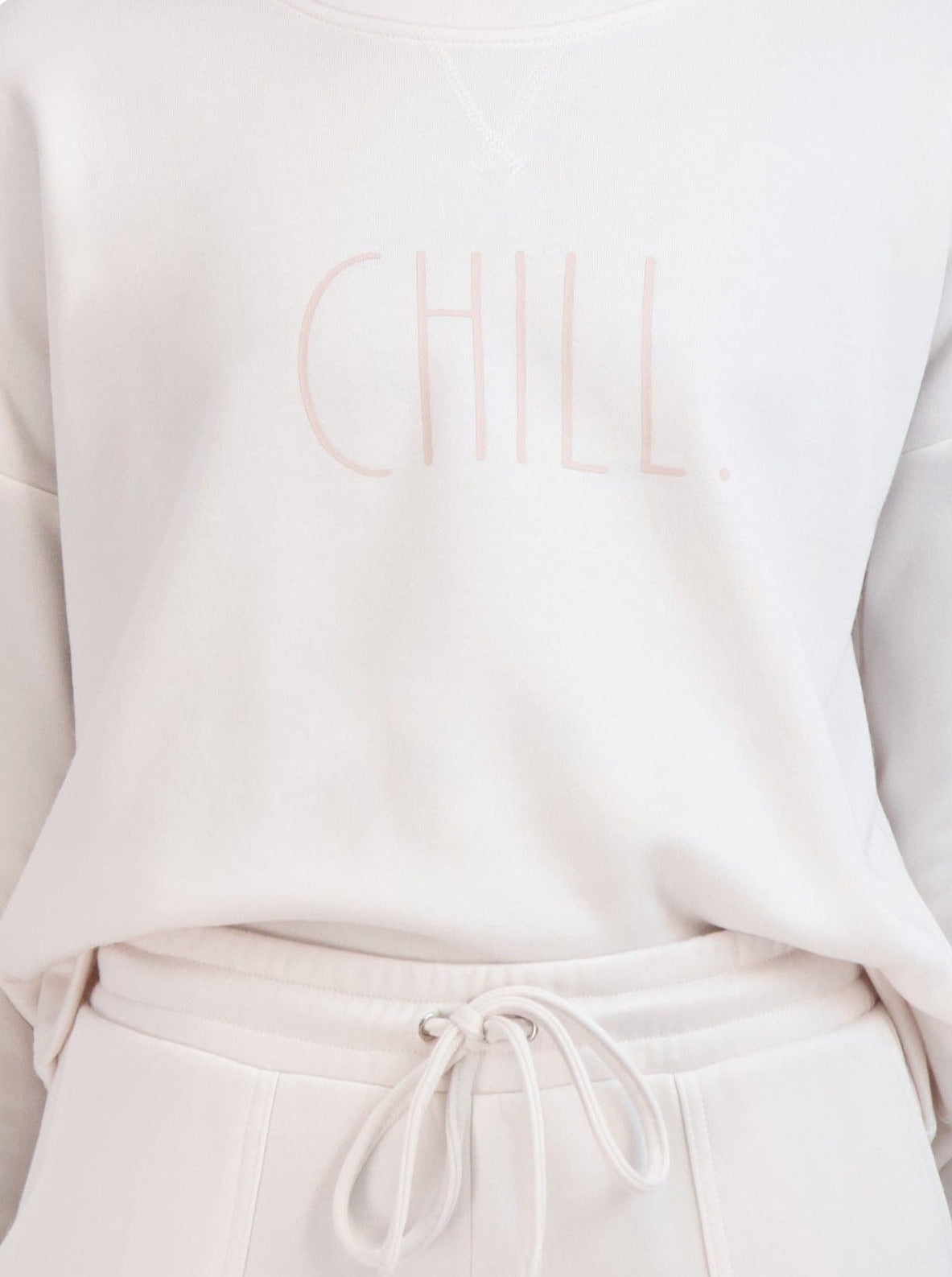 Women's "CHILL" Pullover Sweatshirt and Drawstring Sweatpants Lounge Set - Rae Dunn Wear