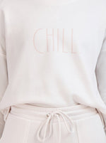 Load image into Gallery viewer, Women&#39;s &quot;CHILL&quot; Pullover Sweatshirt and Drawstring Sweatpants Lounge Set - Rae Dunn Wear
