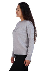 Load image into Gallery viewer, Women&#39;s Embroidered &quot;HAPPY&quot; Knit Gray Sweater - Rae Dunn Wear
