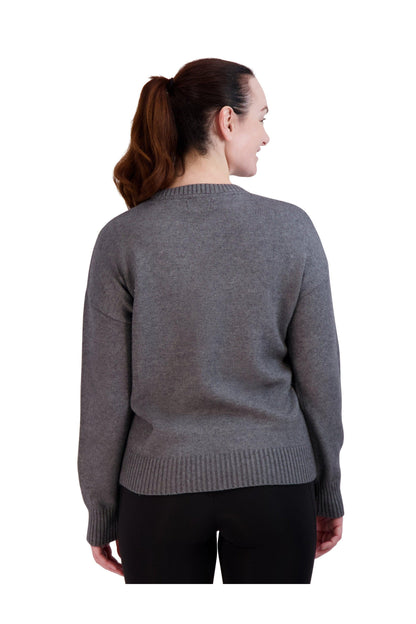 Women's Embroidered "BE KIND" Knit Gray Sweater - Rae Dunn Wear