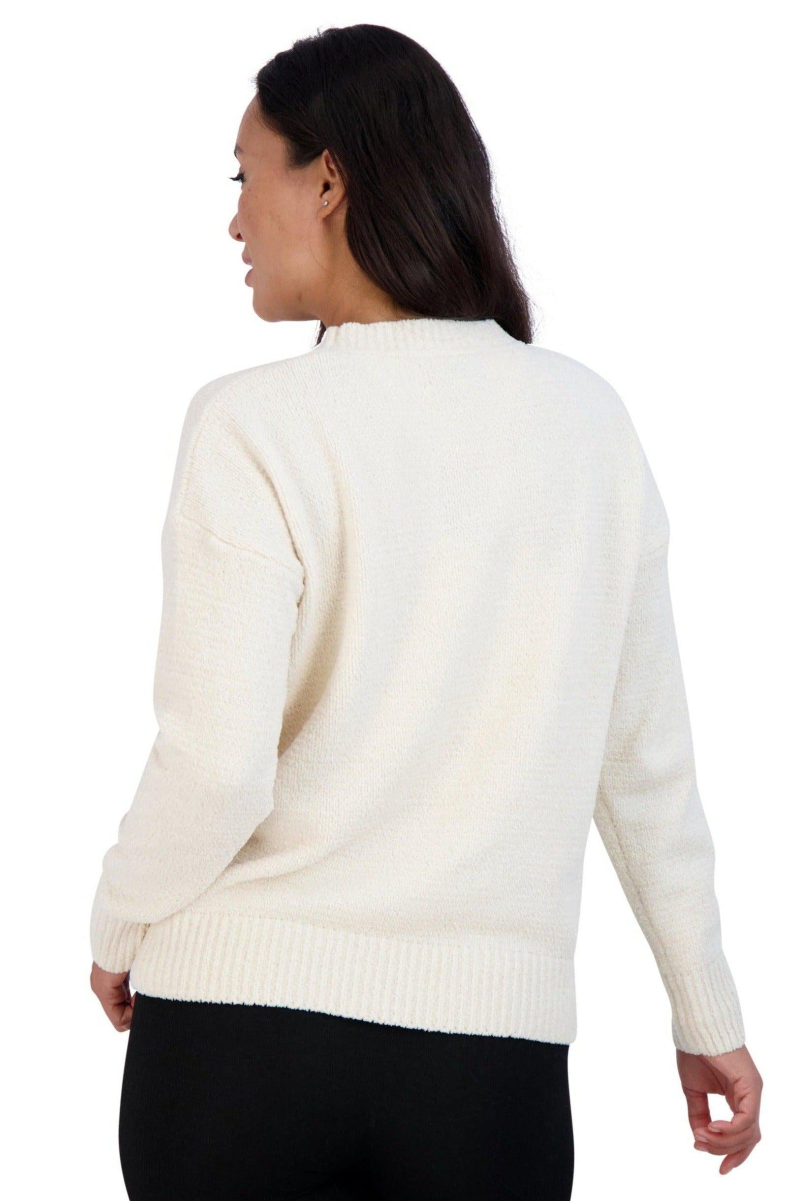 Women's Embroidered "COZY" Chenille Sweater - Rae Dunn Wear
