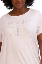 Load image into Gallery viewer, Women&#39;s Plus Size &quot;BREAKFAST IN BED&quot; Short Sleeve HiLo Ribbed Nightshirt - Rae Dunn Wear

